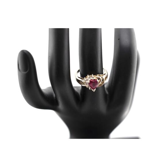 925 Sterling Silver Ruby & Quartz Ring Size 7 - Picture 1 of 3